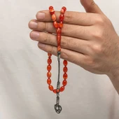 Gümüş Kazaz Püsküllü Sıkma Kehribar Tesbih - 1