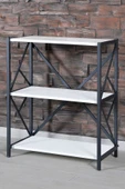 Mobigoom Beyaz 3 Raflı Mini Kitaplık Dekoratif Mini Kitaplık Ayakkabılık Metal 36 cm Metal 73 cm 85 cm 3 Kla - 2