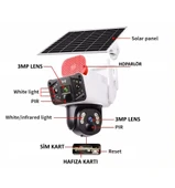 128GB Güneş Enerjili 4G Dual Lens 6MP Sesli Görüşme Gece Görüş Akıllı Kamera O-Kam Pro Uygulama - 5