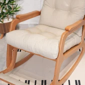 Reyo Pera Naturel Krem Puf Minderli Sallanan Sandalye Dinlenme Koltuğu & Tv Koltuğu Berjer - 3