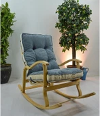 Reyo Home Indigo Gri Krem Sallanan Sandalye Dinlenme,emzirme,tv,okuma,koltuğu Berjer thumbnail 3