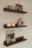 3'lü Koyu Renk Duvar Rafı - 55 cm - 1