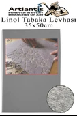 Linol Tabaka Levhası 35x50 cm 2mm Gri 1 Adet Linolyum Tabaka Gri Linol Muşamba Baslı Levha - 1