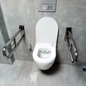 ENGELLİ TUTUNMA BARI TUVALET KAĞITLIKLI BANYO WC PASLANMAZ MAT SATİNE YÜZEYLİ - 1