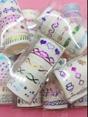 Renkli Yaldızlı Vintage Washi Tape Bant Yapışkanlı Maskeleme Kağıdı 5 lı - Kurdele - 3