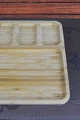 Mina - Bambu Sunum Ve Kahvaltı Tabağı, Steak Sunum Tabağı Büyük Boy Bambu Tabak 6 Bölmeli 32 x 24 cm - 5