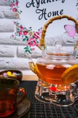 Thea - Bambu Saplı Cam Süzgeçli Borosilikat Cam Demlik Ve Isıtıcı Seti 800 Ml - 3