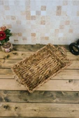 Mette - Dekoratif Doğal El Örgüsü Sepet, Meyvelik, Havluluk, Ekmek Sepeti, Banyo Organizer 47 Cm - 4