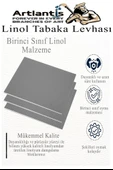 Linol Tabaka Levhası A4 30X42 cm 2mm Gri 1 Adet Linolyum Tabaka Gri Linol Muşamba Baslı Levha - 3