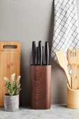 Perotti Coltello Wood 6 Parça Bıçak Seti Kahverengi Kare - 5