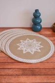 Ethnic - 6 Adet Jüt El Baskılı Yuvarlak Sofra Sunum Tabak Altlığı Supla Amerikan Servisi 38 Cm - 4