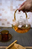 Colletta - Bambu Saplı Cam Süzgeçli Cam Bitki Çayı Demliği 1000 Ml - 2