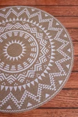 Ethnic - 6 Adet Jüt El Baskılı Yuvarlak Sofra Sunum Tabak Altlığı Supla Amerikan Servisi 38 Cm - 5