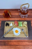 Nora - Bambu Sunum Ve Kahvaltı Tabağı, Steak Sunum Tabağı Büyük Boy Bambu Tabak 6 Bölmeli 32 X 24 Cm - 1
