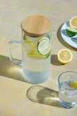Linn - Bambu Kapaklı Vakumlu Isıya Dayanıklı Borosilikat Cam Sürahi 1000 ml - 3