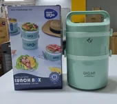 Tantitoni İki Katlı Çelik Yuvarlak Yemek Taşıma Kabı, Sefer Tası, Yemek Termosu 1.9lt Yeşil - 1