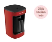 Grundig Türk Kahve Makinesi 5 Fincan Kapasitesi Kırmızı Ve Porselen 2 Kişilik Fincan Takımı - 1