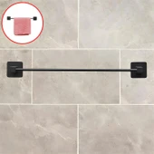 Yapışkanlı Havluluk Metal Siyah Banyo Lavabo Mutfak Uzun Kağıt Bez Havlu Askısı Kağıtlık 39 cm - 1