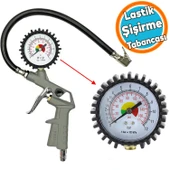 Basınç Göstergeli Lastik Şişirme Tabancası Saatli Jak Hortum ve Sibop Uyumlu Şambrel Tekerlek Hava - 1