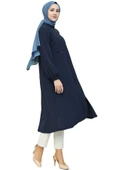 Saraylı Kadın Lacivert Büyük Beden Aerobin Kumaş Fermuarlı Kap - 2