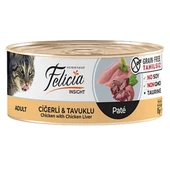 Felicia Tahılsız Ciğerli Tavuklu Kıyılmış Yetişkin Konserve Kedi Maması 85 Gr - 1