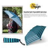 Biggdesign Moods Up Siyah Yeşil Çizgili Manuel Mini Şemsiye - Rüzgara Dayanıklı, Hafif, Renkli Tasarım - 6