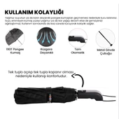 Biggdesign Moods Up Premium Siyah Tam Otomatik Şemsiye - Rüzgara Dayanıklı, Hızlı Kuruyan, Hafif - 3