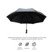 Biggdesign Moods Up Premium Gri Otomatik Şemsiye, Rüzgara Dayanıklı, Hızlı Kuruyan, Hafif, Kılıflı - 2