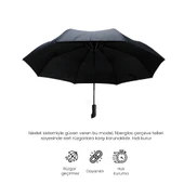 Biggdesign Moods Up Premium Siyah Tam Otomatik Şemsiye - Rüzgara Dayanıklı, Hızlı Kuruyan, Hafif - 2