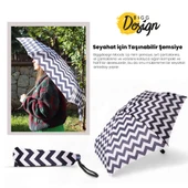 Biggdesign Moods Up Siyah Beyaz Zikzaklı Manuel Mini Şemsiye - Rüzgara Dayanıklı, Hafif, Renkli Tasarım - 6