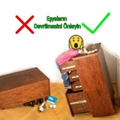 Mobilya Sabitleme Aparatı Seti Deprem Gardrop Kitaplık Dolap Devrilme Önleyici L Demir thumbnail 3