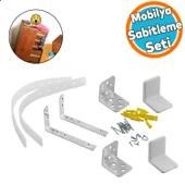 Mobilya Sabitleme Aparatı Seti Deprem Gardrop Kitaplık Dolap Devrilme Önleyici L Demir thumbnail 1