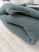 Yenidoğan 4 Kat Müslin Kumaş Kulaklı Patili Fiyonk Bebek Battaniyesi Kundak Kahverengi thumbnail 3