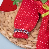 Çilek Bebekler Penye Kumaş Şapkalı Bileklik Hediyeli Uzun Kollu Kız Erkek Bebek Tulumu Kırmızı thumbnail 3