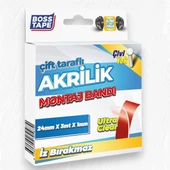 Boss Tape Çift Taraflı Akrilik Montaj Bandı- 18mmx3mt Şeffaf - 3