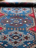 88x174 cm Vintage Mavi Halı, El Dokuma Renkli Oryantal Kilim, Mavi-Kırmızı Nostaljik Uşak Halısı - 3