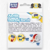 Boss Tape Çift Taraflı Akrilik Montaj Bandı- 18mmx3mt Şeffaf - 4