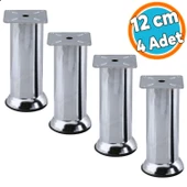 Mobilya Ayak Krom Baza Koltuk Kanepe Yatak Çekyat Destek Ayağı 12 cm Metal Yükseltici Ayaklar 4 Adet thumbnail 1