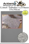 Linol Tabaka Levhası 35x50 cm 2mm Gri 3 Adet Linolyum Tabaka Gri Linol Muşamba Baslı Levha - 1