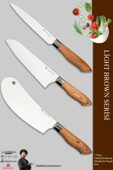 Light Brown Serisi Mutfak Bıçak Seti Et Ekmek Sebze Salata Börek Şef Bıçağı 3 Lü Set ( Mft-476) thumbnail 1