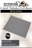 Linol Tabaka Levhası 35x50 cm 2mm Gri 3 Adet Linolyum Tabaka Gri Linol Muşamba Baslı Levha - 2