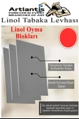 Linol Tabaka Levhası 35x50 cm 2mm Gri 3 Adet Linolyum Tabaka Gri Linol Muşamba Baslı Levha - 4
