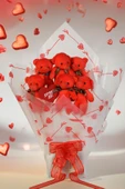 Premium Yumoş Kırmızı Peluş Ayıcık Buketi, Sevgiliye, Doğum Gününe Hediye thumbnail 1