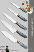 Silver Gray Serisi Mutfak Bıçak Seti Et Ekmek Sebze Şef Bıçağı 5 Li Set ( Mft-568) thumbnail 1