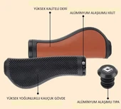 ODI Ergonomik Bisiklet Elciği Ağrı Önleme Özellikli Gidon Tutacağı Deri Görünümlü Siyah Kahverengi - 3