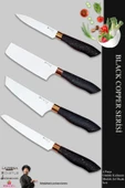 Black Copper Serisi Mutfak Bıçak Seti Et Ekmek Sebze Şef Bıçağı 4 Lü Set ( Mft-854) thumbnail 1