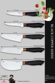 Black Copper Serisi Mutfak Bıçak Seti Et Ekmek Sebze Salata Börek Şef Bıçağı 5 Li Set ( Mft-568) thumbnail 4
