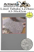Linol Tabaka Levhası A3 30X42 cm 2mm Gri 3 Adet Linolyum Tabaka Gri Linol Muşamba Baslı Levha - 1