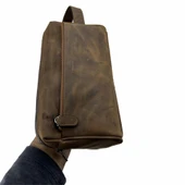 Hakiki Deri CA253 Dopp Kit El Çantası Tigon Taba - 10
