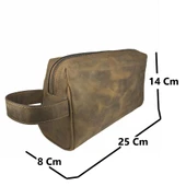 Hakiki Deri CA253 Dopp Kit El Çantası Tigon Taba - 2